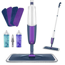 Spray Mops Wet Dry Mops for Floor Cleaning - MEXERRIS Microfiber Hardwood Floor Mop with Spray Dust Mops with 2 Bottle 4 Replacement Mop Pads Flat