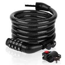 Bike Lock, Security 4 Digit Resettable Combination Bicycle Locer, 120cm/8mm Coiling Cycle Cable Lock, Ideal for Bike, Electric Bike, Skateboards,