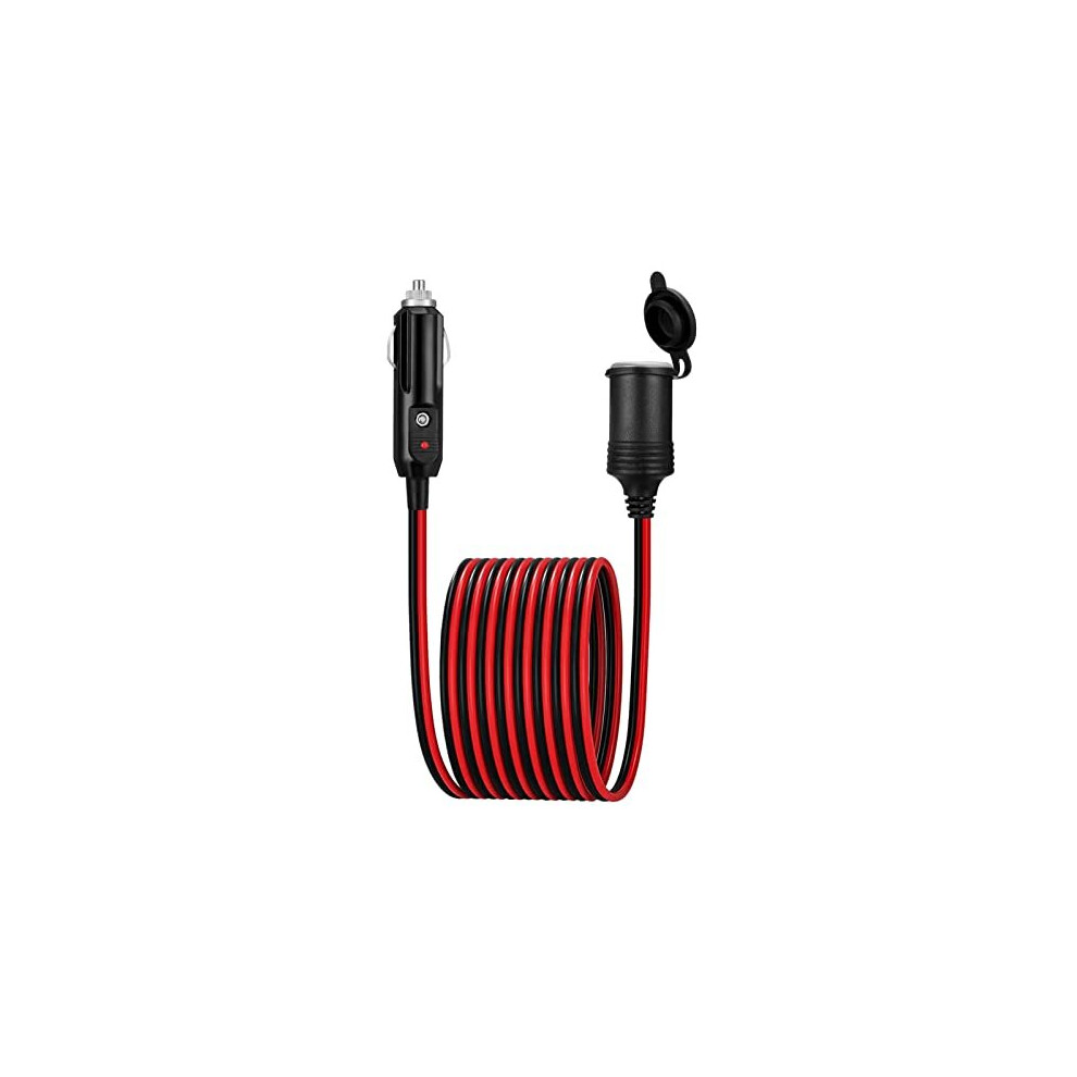 Car Cigarette Lighter Extension Cable 13Ft/4M Dc12v 24V 16Awg Lighter Extension Cord 20A Fuse, Male Plug To Femal Socket Extension Lead With Led 5014542669552