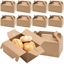 Pack of 10 Kraft Paper Food Container Box, Brown Takeaway Food Boxes Burger Boxes Packaging Boxes for Biscuits, Pizza, Roast Chicken (7.48 X 4.33 X
