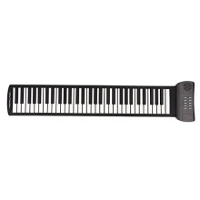 61 Key Roll Up Piano, Portable Rechargeable Hand Roll Piano with LED Display, MIDI Out, 16 Voices, Record, Chord, Sustain, Tremolo, with Headphone