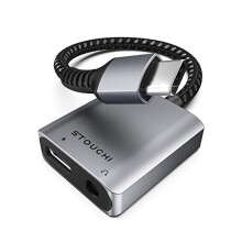 USB C to 3.5mm Jack and Charger Adapter,Stouchi USB Type C to Headphone Audio Adapter,USB C Aux,Hi-Res DAC,30W Fast Charging Compatible with Samsung