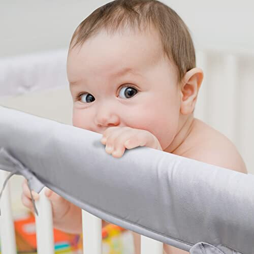 Breathable Cot Bumper,Crib Rail Cover 3Piece Set, Toddler Cot Teething