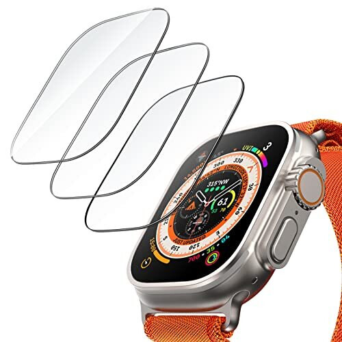 Screen Protector for Apple Watch Ultra 49mm, Tempered Glass, HD Clear, 3 Pack