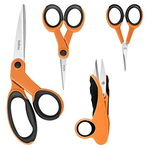 Fabric Scissors, Scissors Set with Sharp Stainless Steel Blade and Soft Handles, Including Sewing Scissors, Craft Scissors, Thread Snipers and