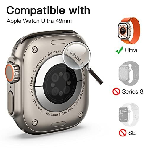 Screen Protector for Apple Watch Ultra 49mm, Tempered Glass, HD Clear, 3 Pack 2