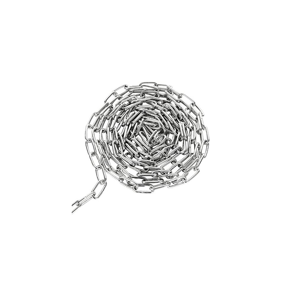 3M Stainless Steel Chain Link, 3mm Heavy Duty Galvanised Chain Link for Fence Gate, Garage Doors, Swing Chain and Bicycle Security Lock