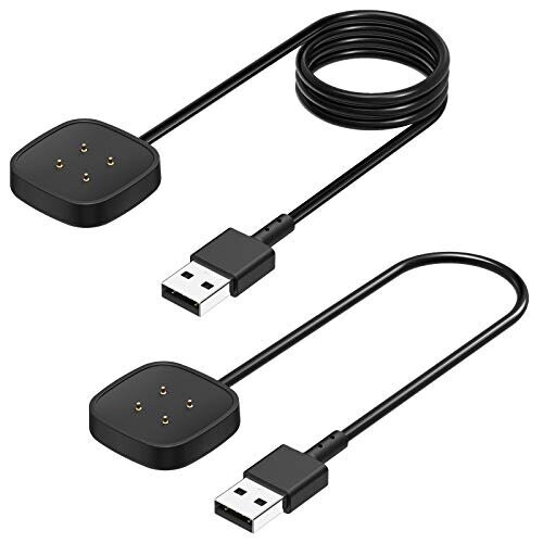 2Pack Charger Cable for Fitbit Versa 3/Versa 4 & Fitbit Sense/Sense 2,Replacement USB Charging Cable for Fitbit Versa 3/Fitbit Sense Smartwatch Versa