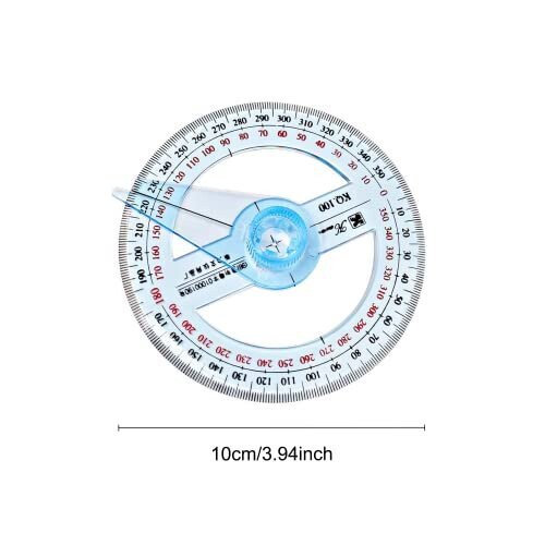 360 Degree Protractor Angle Measure 2Pcs Protractor Circle Protractor 10cm Plastic Protractor 360 Ruler Measuring Tool for Students and Children 1