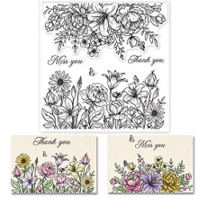Flower Background Clear Stamps Spring Summer Lily Sunflower Butterfly Silicone Clear Stamp Seals for Cards Making DIY Scrapbooking Photo Journal Album