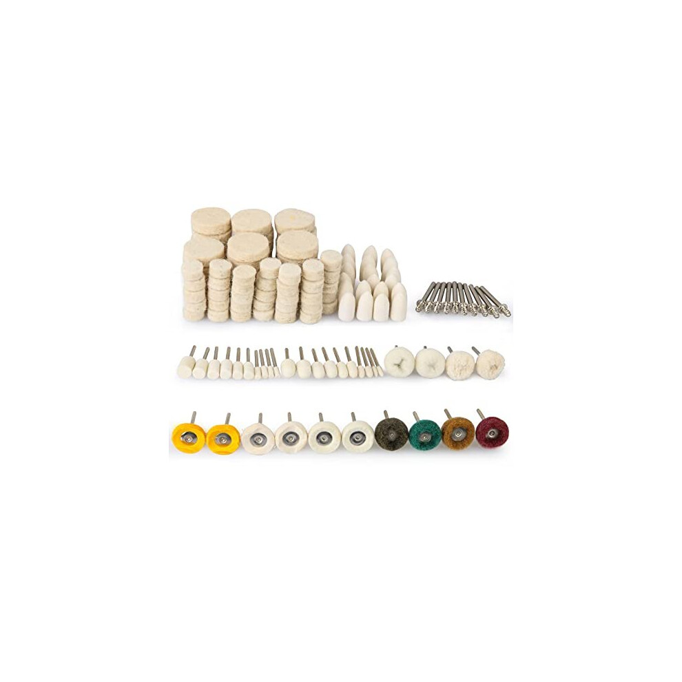 134Pcs Polishing Buffing Wheel Hakkin Wool Felt Polishing Kit 1/8Â Shank For Dremel Rotary Tool Accessory Abrasive Wheel Buffing Polishing Wire 5014542679896