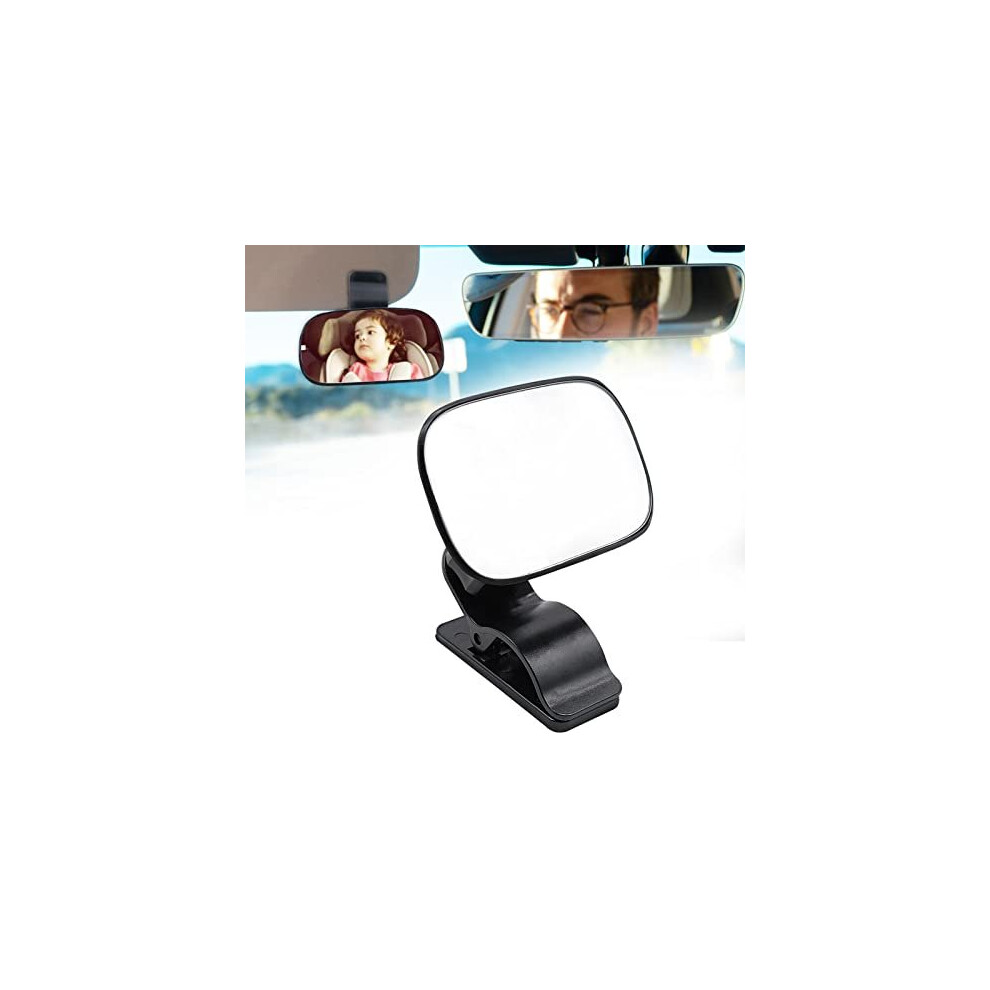Baby Car Mirror 360 Adjustable Rear View Mirror, Shatterproof Baby Safety Rearview Mirror With Clip, Rearview Wide Angle Convex Mirror To See Rear Jjyhehot