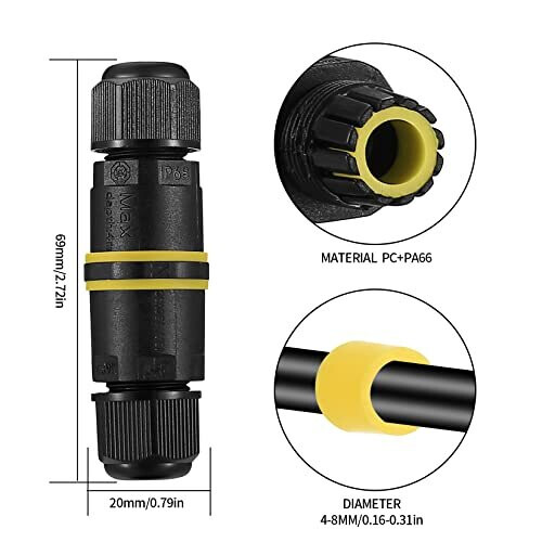 IP68 Waterproof Junction Box, Outdoor Cable Electrical Connectors, Wire Connector External Sleeve Coupler, Extension Electrical Cable Protector Boxes 1