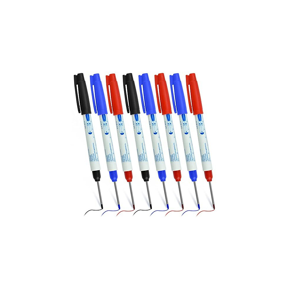 8 Pcs Deep Hole Marker Pens 30Mm Extra Long Nib Marker Permanent Carpenter's Marker Drill Hole Marker Long Head Deep Hole Marker Marking Tool For 5014542682100