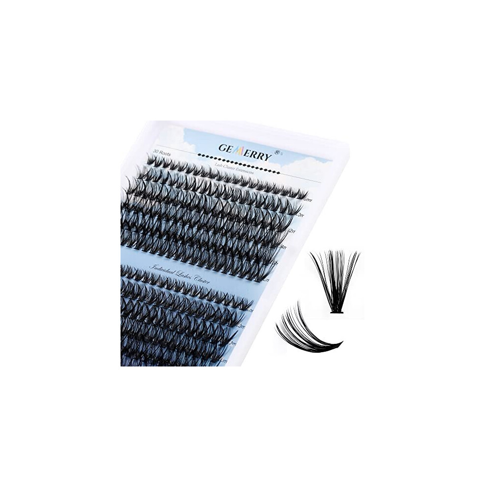 Gemerry Cluster Eyelash Extensions 240Pcs Cluster Lashes Individual Lashes D Curl 30D 40D 0.07Mm 8-16Mm Mix Ribbon Lashes Wide Stem Natural Lashes Diy Lash