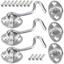 Gate Hook and Eye Latch - 3 Pack 75mm/3inch Door Latch Hook - Stainless Steel Cabin Hooks Solid Barn Door Hook and Eye Latch Swivel Window Hook for