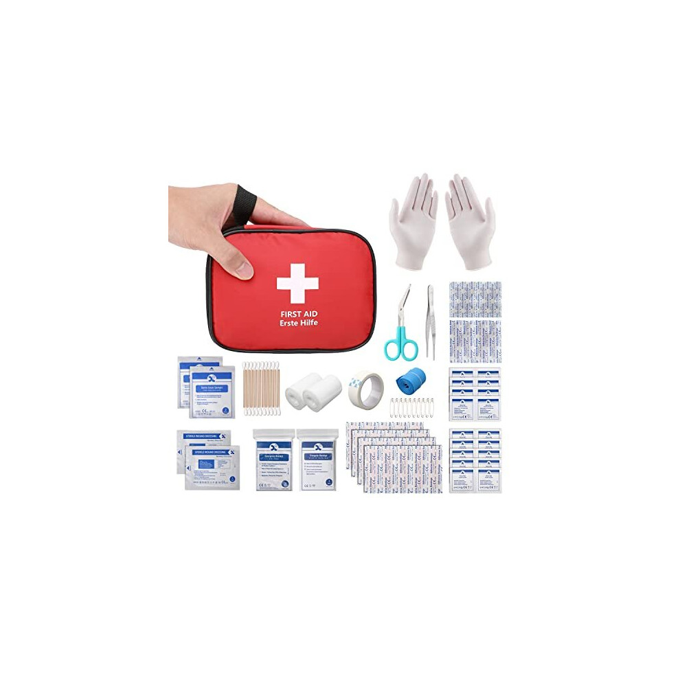 HONYAO Mini First Aid Kit 90 Pcs, Small Travel First-Aid Bag, Compact Survival Kit for Outdoor Home Office Car Camping Hiking Children Motorbike