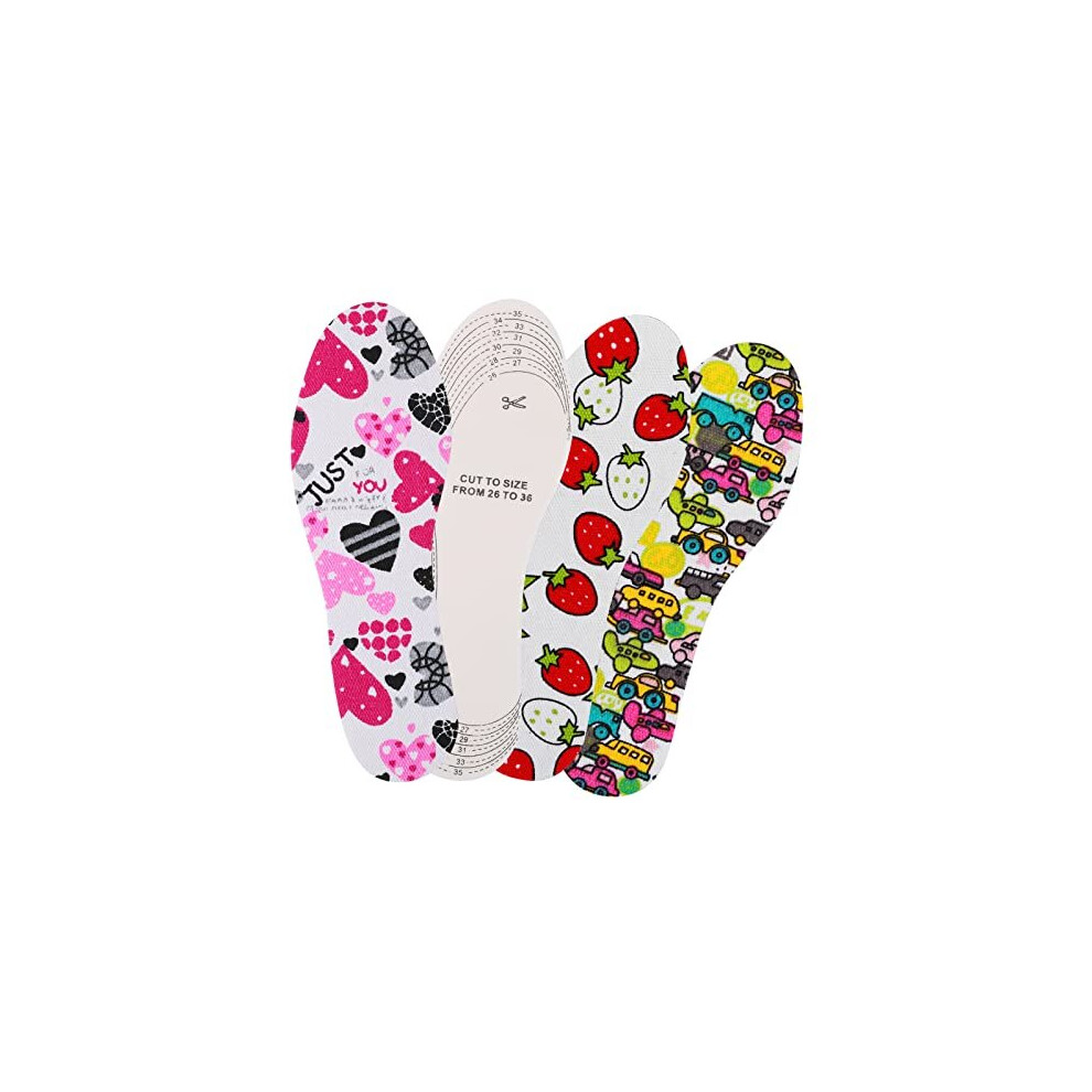 Wllhyf 3 Pairs Kids Insoles For Shoes, Kids Heel Grips Soft And Breathable Child Size Insoles For Kids, Memory Sponge Shoe Inserts Cut Any Size For Children