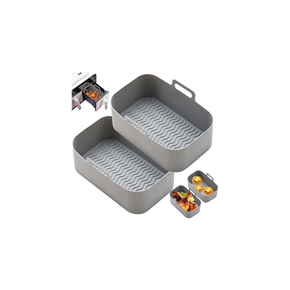 Silicone Dual Air Fryer Accessories Liner-Silicone Air Fryer Liners Reusable Airfryer Accessories Baking Tray Basket Pot,Dual Air Fryer Accessories