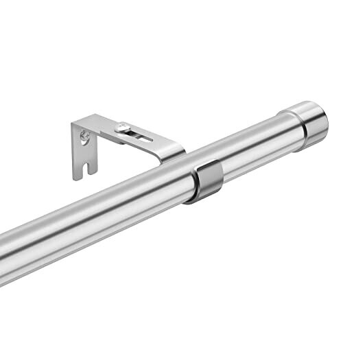 Curtain Poles extendable, Silver Curtain rod 76157cm with Silver Cap