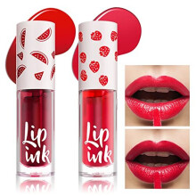 2pcs Lip Tint Stain, Mini Lip Stain, Moisturizing Liquid Lipstick, Multifunctional High Pigment Lipstick for Lip Cheeks and Eyes, Long Lasting