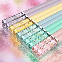 5 Pairs Chopsticks Fiberglass Chop Sticks Dishwasher Safe Reusable Non-Slip Chop Sticks 9.5 Inches/24cm Sakura Amber Japanese Chinese Style Colourful