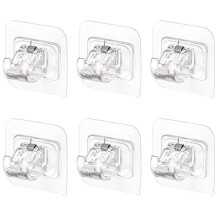 6Pcs Self Adhesive Curtain Rod Bracket Curtain Pole Brackets No Drilling Drapery Hook Holders Towel Rod Fixing Rod Holder For Home Kitchen Bathroom