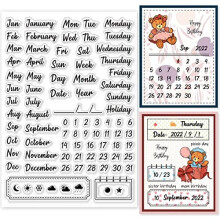 Calendar Date Clear Stamps Month Week Day Numbers Silicone Clear Stamp Seals for Cards Making DIY Scrapbooking Photo Journal Album Decoration,