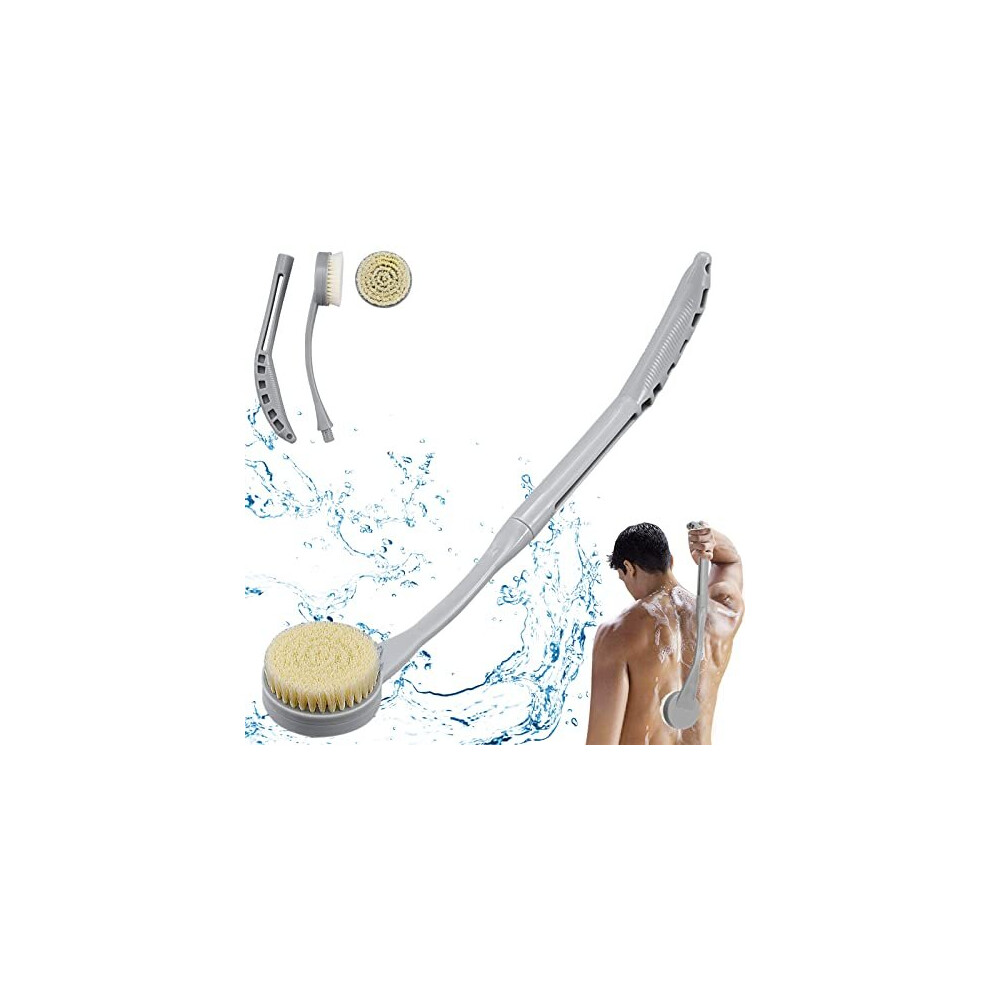 Back Brush Long Handle for Shower, 20.5” Back Bath Brush for Shower, Back Scrubber, Exfoliation and Improved Skin Health for Elderly with Limited