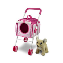 Pet Stroller and Accessories for Kids Ages 3 to 7 Year Olds, ANIVIA Dog Toy for Toddlers, 2 Pieces Play Dog Set, Puppy Party Playset with 1 Pet Puppy