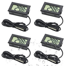 Digital LCD Thermometer 4 Pack Radiator Balancing Thermometer with External Waterproof Probe for Fridge Freezer Refrigerator Aquarium Fish tank Water