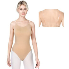 Ballet Undergarments for Girls and Women Nude Dance Leotard Seamless Gymnastic Underwear with Adjustable Clear Straps(8A15)