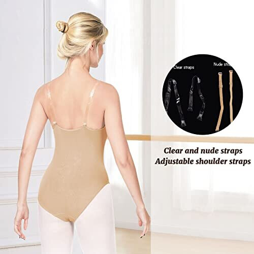 Ballet Undergarments for Girls and Women Nude Dance Leotard Seamless  Gymnastic Underwear with Adjustable Clear Straps(8A15) on OnBuy