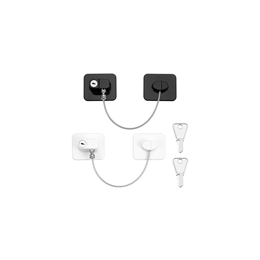 Rosewinec 2Pcs Refrigerator Door Locks, Children Safety Window Lock, Fridge Lock, Stainless Steel Cabinet Lock With 4 Keys And Strong Adhesive For Cabinet