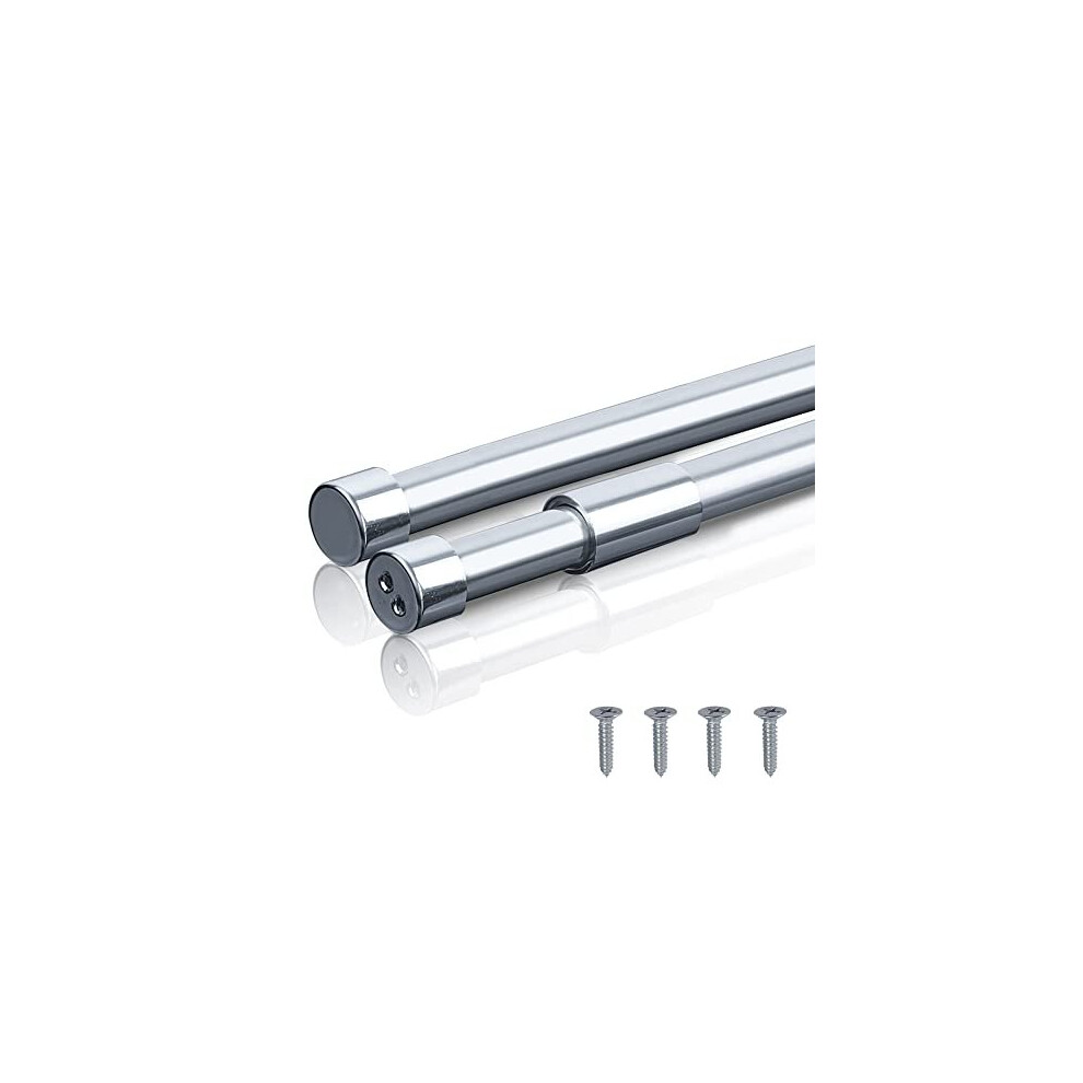 Wardrobe Rail Extendable, Clothes Rail Pole for Bedroom, Stainless Steel Wardrobe Rails for Clothes with Flange Base and Screws (42cm to 72cm)