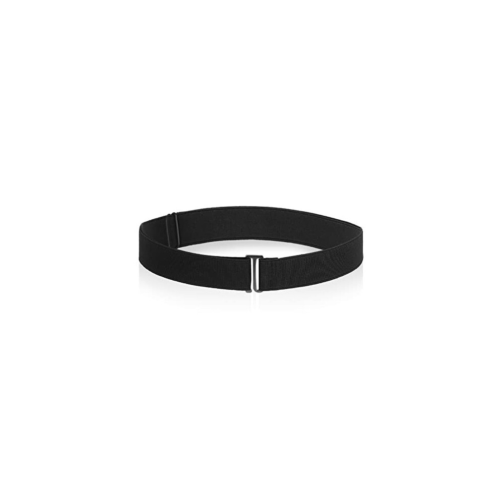 Women Invisible Belts, Women Stretch Belt Adjustable Elastic Belt with Flat Buckle No Show Waist Belts for Jeans Pants Dresses (Black)