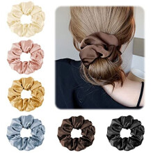 6 Pack Silk Hair Scrunchies for Women Girls, 100% Mulberry Silk Hair Ties for Breakage Prevention Soft Elastic Silk Satin Hair Ties Ponytail Holders
