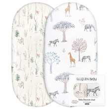 2 Pack of Moses Basket Sheets, 100% Microfiber- Breathable, Cozy and Lightweight Baby Bassinet Sheets for Boy and Girl, Fits All Bassinet Mattress