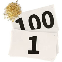1-100 Running Race Bibs Large Numbers with Safety Pins for Marathon Race Events- Tyvek Tearproof Waterproof (7X4Inch)