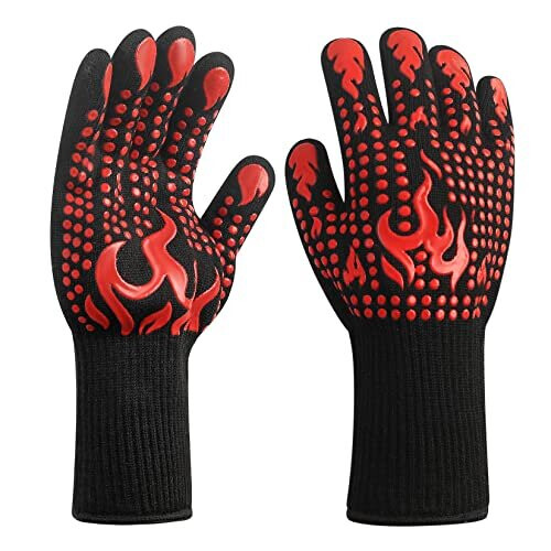 A Pair/2 Pcs Grilling BBQ Gloves, Heat Resistant Oven Mitts, 1472 Extreme Heat Resistant Oven Gloves, Barbecue Gloves Anti-scald High Temp