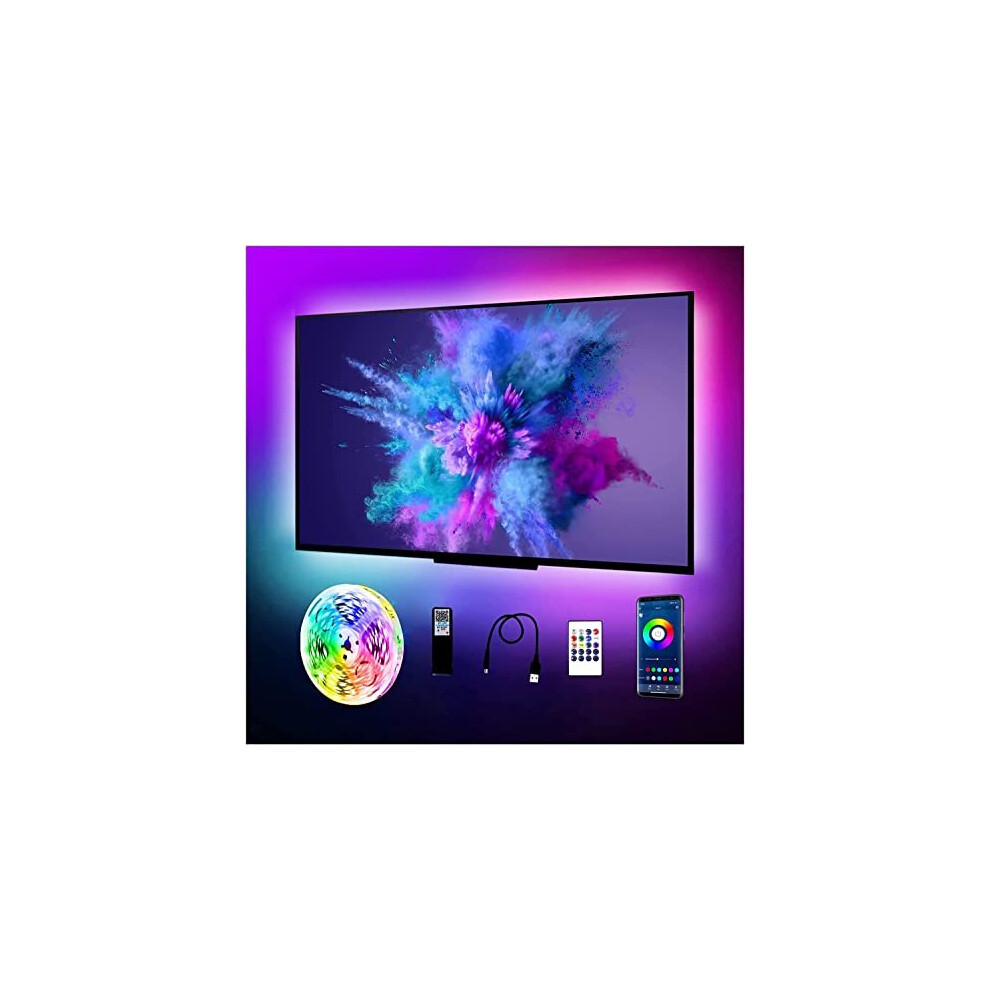 Phopollo Tv Led Lights, 4M Tv Led Backlight Usb For 55"-70" Tv,Monitor,Pc,Tv Backlights With App Control,Music Sync With Mic,5050 Rgb Color Changing Led Strips