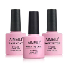No Wipe Top Coat & Base Coat with Matte Top Coat, Upgraded Formula Gel Nail Polish Set Soak Off UV LED Nail Art Manicure Salon DIY Glossy Shine Finish