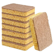 8 Pack Eco Compostable Sponge Kitchen Dish Sponge Biodegradable Washing Up Scrubber Sponges for Dishes with Heavy Duty Scouring Pad
