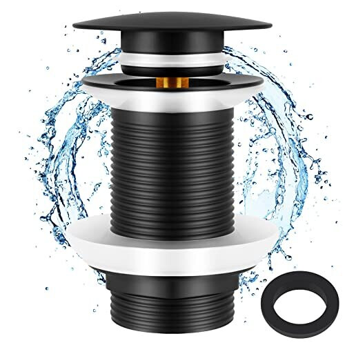 Bathroom Sink Waste, Matte Black Basin Waste Black Bathroom Sink Plugs ...
