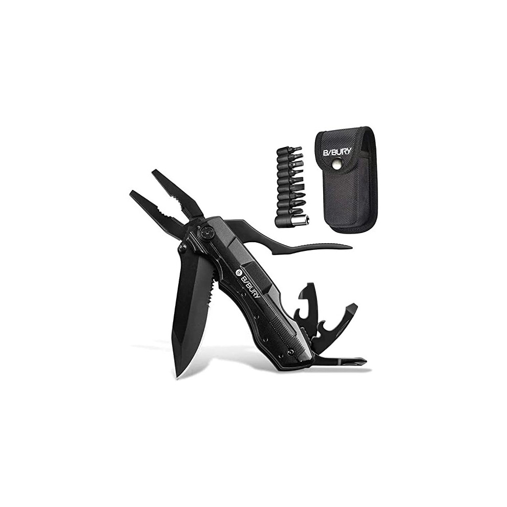 5 in 1 Multitools, Foldable Pliers Multitool Stainless Steel Multi Tool, Multi-Purpose Pliers with Nylon Pouch Ideal Pocket Tool for Camping, DIY