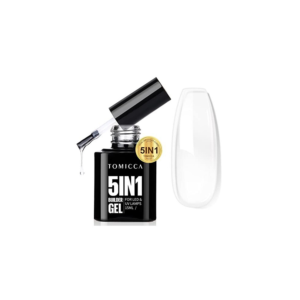 Tomicca 5 In 1 Builder Nail Gel- Builder Base Strengthening Clear Nail Gel For Hard Strong Nails Tips & Extensions,Clear Builder Gel For Nails Repair,Nail Art