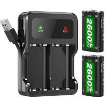 2 * 2600mAh Rechargeable Battery Packs for Xbox Series X|S/Xbox One/Xbox One S/Xbox One X/Xbox One Elite Wireless Controller, Xbox Controller Battery