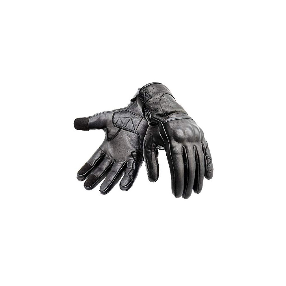 Premium Leather Motorbike Motorcycle Gloves Touch Screen Gloves Mens Racing gloves ATV Riding Gloves (XL)