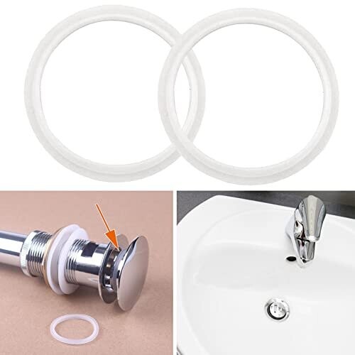 2pcs ORings Seal Rubber Gasket,Bath Plug Seal,Sink Waste Basin Click Plug Clear Rubber Rubber