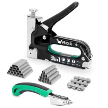 Upholstery Staple Gun with 3000 Staples and A Remover,3 in 1 Stapler Gun Heavy Duty, Manual Nailer Power Adjustment Stapler Gun for Wood, Upholstery,